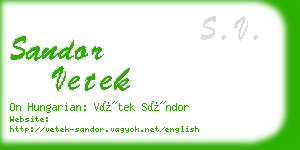 sandor vetek business card